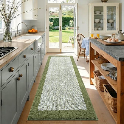 60x24 Long Bathroom Rugs Washable Non Slip, Olive Green Bath Mat for Bathroom Floor Tub, Soft Absorbent Quick Dry Mats for Shower,Bathtub,Home Decor