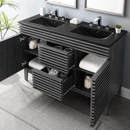 Modway Render 48" Double Bathroom Vanity in Charcoal Black