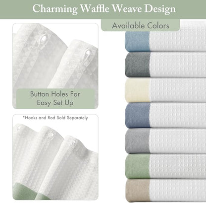 Madison Park Spa Waffle Extra Wide Shower Curtain, 108 x 72, Sage Green | Striped, Pieced Fabric Design, 3M Scotchgard Moisture Management, Hotel Quality, Modern, for Bathroom, OEKO-TEX Certified