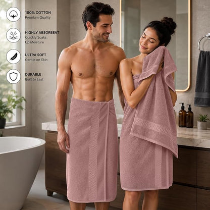 DAN RIVER 600 GSM Cotton Large Bath Towels Set of 4, 27 x 54 Inches | Larger & Lighter Weight Towels for Bathroom - Highly Absorbent & Quick Dry 100% Cotton Bath Towel Set for Home, Spa & Hotel