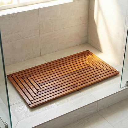 Giza Shower, Spa, Door Mat in Solid Teak Wood, 36" x 20"