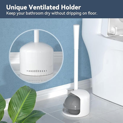 TRENTI Toilet Plunger with Holder, Plunger with Holder for 5.3-inch Toilet Drain, Plungers for Bathroom with Holder, Toilet Plunger Heavy Duty (2, White)