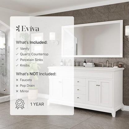 Elite Stamford 60 in. White Double Sink Bath Vanity with Carrara Quartz Top