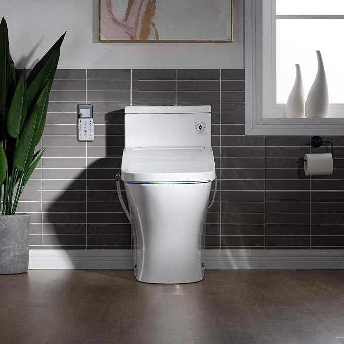 WOODBRIDGE One Piece 1.1GPF/1.6 GPF Dual Flush Elongated Toilet with Advance Smart Toilet in White