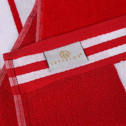 Superior Cotton Cabana Striped Beach Towels, Colorful Towels for Adult, Kid, Pool, Swimming, Sand, Travel, Large Oversized, Absorbent, Fast Drying, Bath Basics, Cabana Collection, 1 Piece, Red