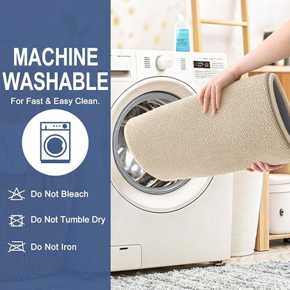 OLANLY Memory Foam Bathroom Runner Rugs 44x24, Absorbent Long Mat, Beige | Soft Quick Dry Bath Rugs, Non-Slip Carpet, Machine Washable Mat for Bathroom Floor, Tub and Shower, Home Decor Accessories
