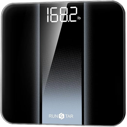 RunStar Digital Bathroom Scale for Body Weight with High Precision, Clear LED Backlight Display, Accurate Scale with Durable Tempered Glass, 400lb, Silver