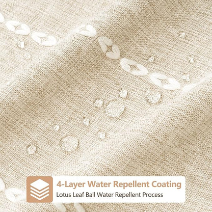 Seenus Boho Farmhouse Beige Linen Textured Shower Curtain, 72 x 84 Inch Extra Long Soft Fabric Shower Curtain Heavyweight with Tassels, Cream White Striped Bathroom Décor Curtain Water Repellent