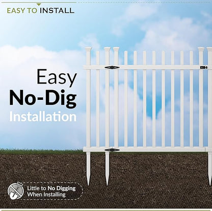 Zippity Burbank Picket Gate, White Vinyl DIY No Dig Kit | 3.5ftH x 5ftW, 1 Gate, Hardware Included, ZP19071