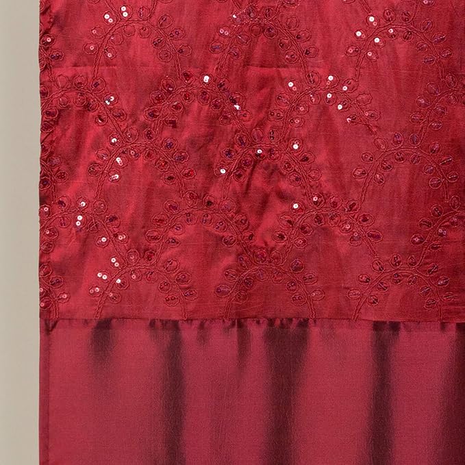 Lush Decor Maria Shower Curtain | Fabric Shimmery Solid Color Design for Bathroom, 72” x 72”, Red