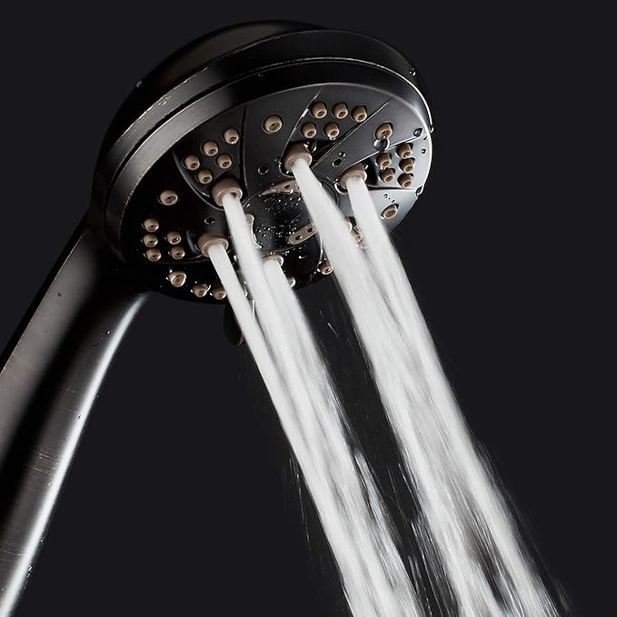 AquaDance High Pressure 6-Setting Hand Held Shower Head with Extra-Long 6 Foot Hose & Bracket – Anti-Clog Nozzles - USA Standard Certified - Top U.S. Brand - OIL RUBBED BRONZE