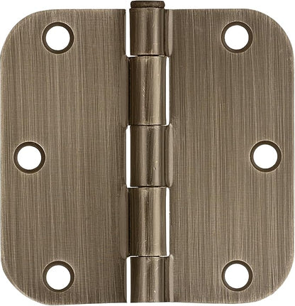 Design House Door Hinges for Interior Doors, 12-Pack, 3.5-inch x 3.5-inch – Rounded 5/8-inch Radius Steel Door Hinge – Antique Brass – Fits Standard Doors – Design House 189753