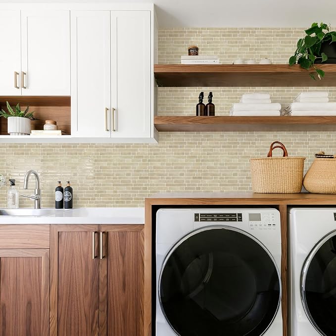STICKGOO Thicker Peel and Stick Backsplash Tile for Kitchen and Bathroom | 10 Sheets of 12”×12” - 3D Vinyl Self Adhesive Wall Tiles Stick on Backsplash for Kitchen & Bathroom(Brown)