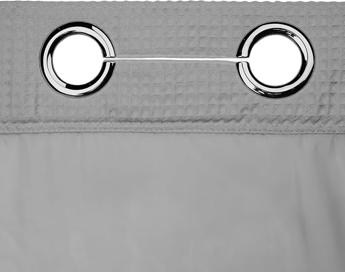 River Dream Cotton Blend Fabric Shower Curtain Set with Liner, Gray, 54x80 | Waffle Weave, No Hook Needed, with Snap in Replacement Liner, Top Sheer Window, Hotel Quality Fabric for Bathroom