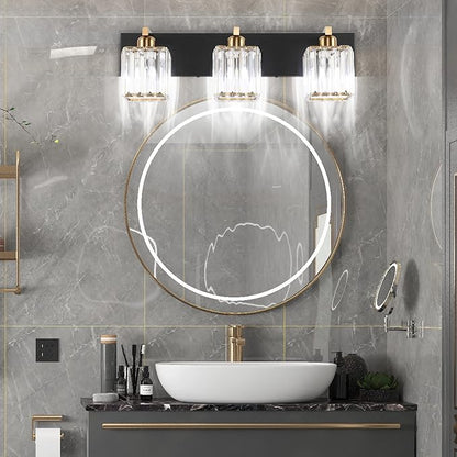Aipsun Crystal Vanity Light Bathroom Lighting Fixtures 3 Light Modern Vanity Lighting Fixtures (Exclude Bulb)