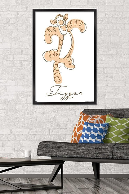 Trends International Disney Simple Moments Line Art - Tigger Wall Poster, 34L x 22.4W, Black Framed Version