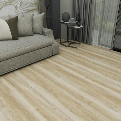 16 Sq.Ft Lareko Peel & Stick Vinyl Flooring Roll | 197" Length x 11.8" Wide Plank Floor, Waterproof Ash Wood Grain Self-Adhesive Sheet, Non-Slip,Easy DIY Home Decor