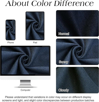 Navy Blue Shower Curtain for Bathroom, Linen Textured Weighted Hem Cloth Shower Curtain Set with Hooks, Simple Hotel Luxury Men Nautical Bath Accessories Decor,72x84, Dark Blue