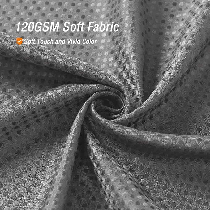 Small Stall Grey Fabric Shower Curtain, 36 x 72 | Narrow Half Cloth-Textured Shower Curtain for Bathroom, Water Repellent, Machine Washable