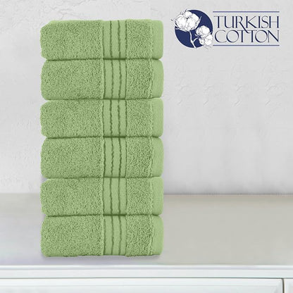 Elegant Comfort Premium Turkish Cotton 6 Pack Washcloths Set - 13 x 13 inch, Luxurious Hotel Spa Quality 100% Turkish Cotton 6PC Washcloth Set - Highly Absorbent - Soft Bathroom Towels, Sage