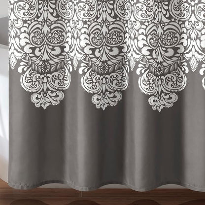 Lush Decor Boho Medallion Shower Curtain Single 72" W x 72" L Dark Gray - Boho Shower Curtains for Bathroom Decor - Gray Bathroom Curtain