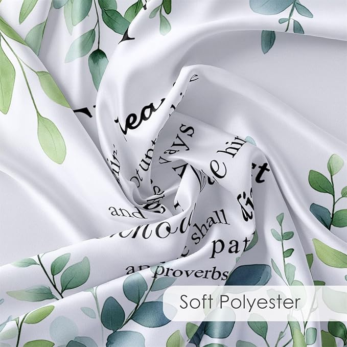 HVEST Sage Green Eucalyptus Shower Curtain with Hooks, Green Leaf and Bible Verse Inspirational Quotes on White Shower Curtain for Bathroom Nature Botanical Bathroom Decor Accessories,72L X 72W inches