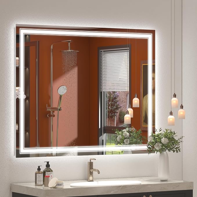 40x30 Inch LED Bathroom Mirror for Wall | Dimmable, Backlit and Front Lighted Vanity Mirror, Anti-Fog, Shatterproof, Memory, ETL Listed (Horizontal/Vertical)