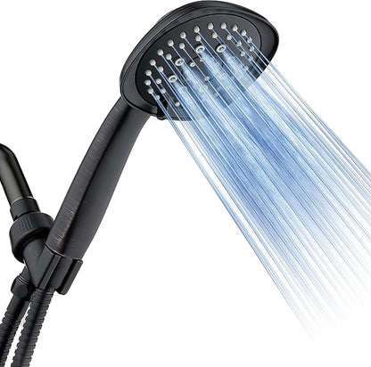 AquaDance, Oil-Rubbed Bronze Luxury Square 6-setting High-Pressure Hand Extra-Long 72" Stainless Steel Hose, Bracket, Solid Brass Fittings, Finish. Premium Handheld Shower Head from Top American