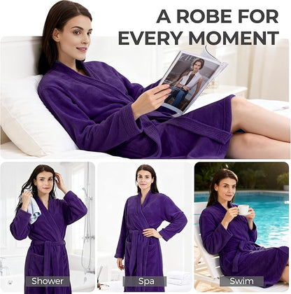 Towel Robe for Women – Soft Absorbent Kimono Bathrobe, Quick-Dry Spa Shower & Hotel Use
