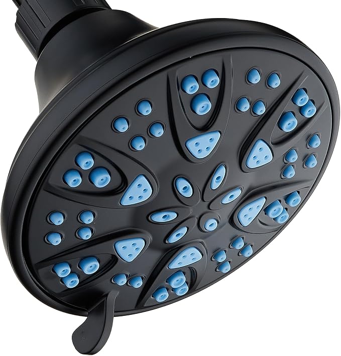 AquaDance Antimicrobial High Pressure 6-mode Anti-clog Luxury Shower Head | More Power, Better Shower Hygiene! Lifetime Antimicribial Nozzle Protection from Mold & Bacteria. Angle Adjustable - Black
