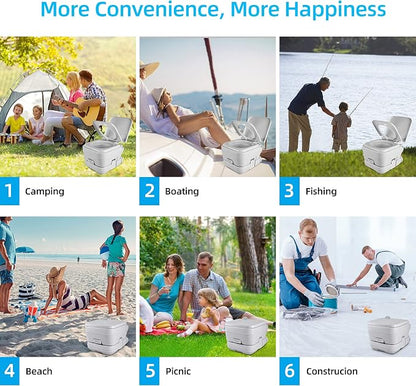 YITAHOME 2.6 Gallon Portable Toilet for Camping | RV Travel Porta Potty with Press Flush Pump, Anti-leak Seal Ring for Truck Travel, Boating, Hiking, Trips