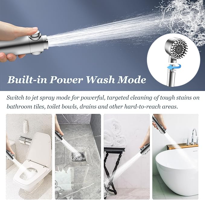 FEELSO Filtered Shower Head with Handheld, High Pressure Shower Filter Head | ON/OFF Switch, Anti-clog Nozzles, 4 Spray Showerhead with Filters for Hard Water, Remove Chlorine, Reduce Dry Itchy Skin