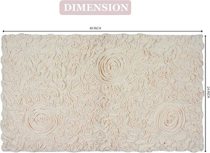 Home Weavers Bell Flower Collection 100% Cotton Tufted Bath Rugs, Extra Soft and Absorbent Bath Rugs, Non-Slip Bath Mats, Machine Washable, Bath Mats for Bathroom Floor, 24"x40" Rectangle, Ivory