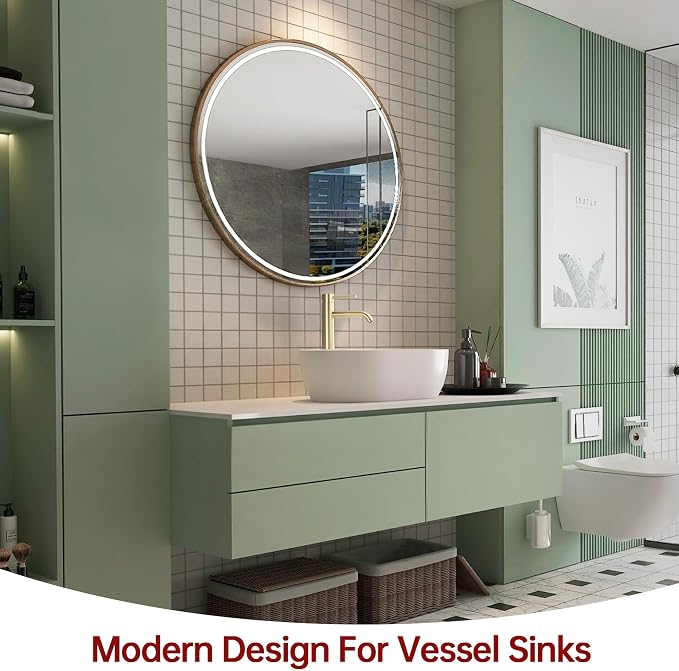 SUMERAIN Tall Bathroom Vessel Sink Faucet, Brushed Gold | 304 Stainless Steel, Water-Saving, Single Handle, Single Hole, Lead-freee, with Supply Lines, Easy Install