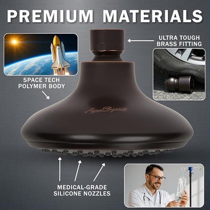Aqua Elegante High Flow Shower Head - 2.5 GPM - Oil-Rubbed Bronze | 4 Inch Wall Mount Water Saving Bathroom Showerhead Nozzle For Boosting Low Pressure Showers With Adjustable Brass Ball Joint