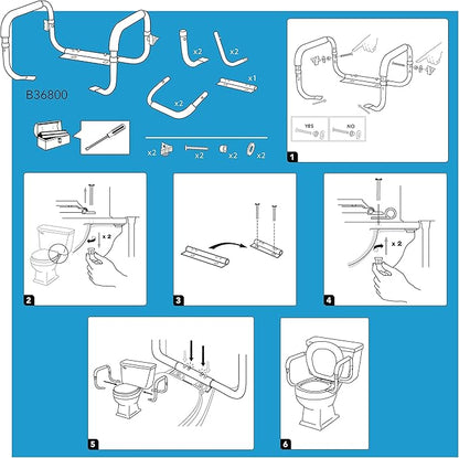 Carex Toilet Safety Frame - Toilet Safety Rails With Adjustable Width - Toilet Rails For Elderly, Handicap, Home Health Care Equipment After Surgery, Supports 300lbs