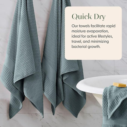 4 Pack 100% Cotton Bath Towels | Green Towels | Oeko‑TEX Standard 100 | Soft & Absorbent, Quick‑Dry | Trinity Collection - Stormy Sea