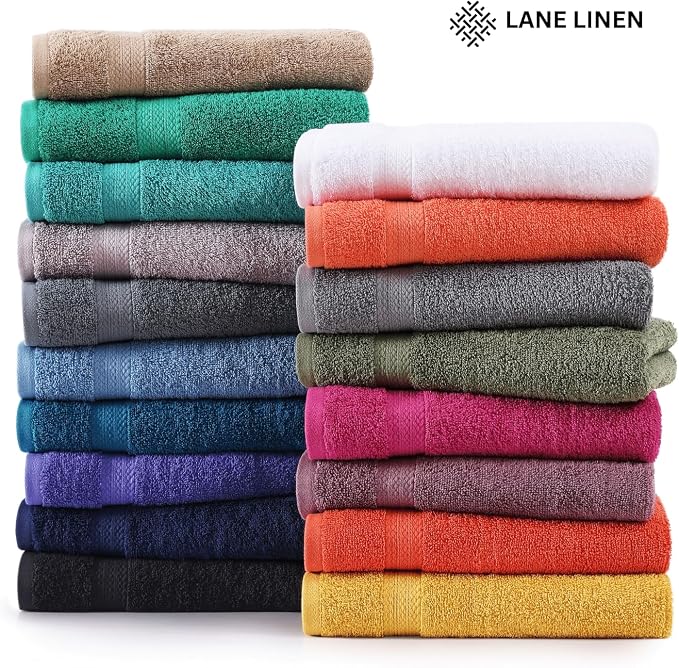LANE LINEN Bath Towels Pack of 4 (28"x54") - 100% Ring Spun Cotton Bathroom Towel Set - Reinforced Edges, Quick Dry, Soft & Absorbent Large Bath Towels - Lightweight, Perfect for Daily Use - Emerald