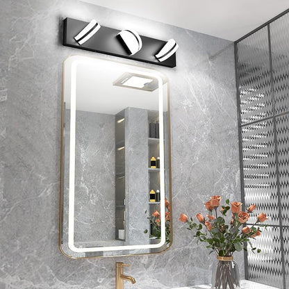 Aipsun LED Modern Black Vanity Light Acrylic Vanity Light Over Mirror 3 Lights Bathroom Wall Light