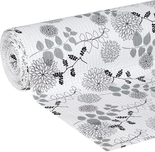 Duck Brand Smooth Top EasyLiner for Cabinets & Drawers - Easy to Install & Cut to Fit - Shelf Paper & Drawer Liner Non-Adhesive - Non Slip Shelf Liner - 20" Width - 36 Total Ft - Black Midnight Bloom