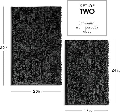 Hearth & Harbor Bathroom Rugs, Chenille Bath Mat - Machine Washable Bath Mats for Bathroom Non-Slip Backing Rubber, Quick Dry Bathroom Mat