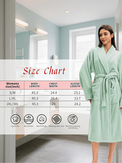 Soft Robe For Women，Warm Plush Bath Robes Female，Spa Towel After Shower Lightweight Long Bathrobe