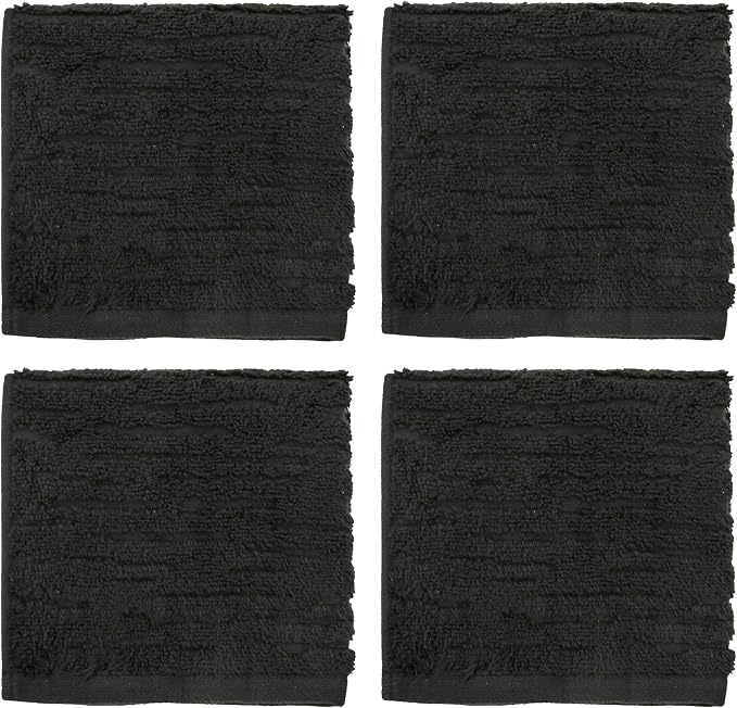 SKL Home CloudSoft Washcloth Set, 4-Piece, 100% Cotton Luxury, Slate | Premium spa-level quality. 520 GSM weight. Ultra plush & absorbent.