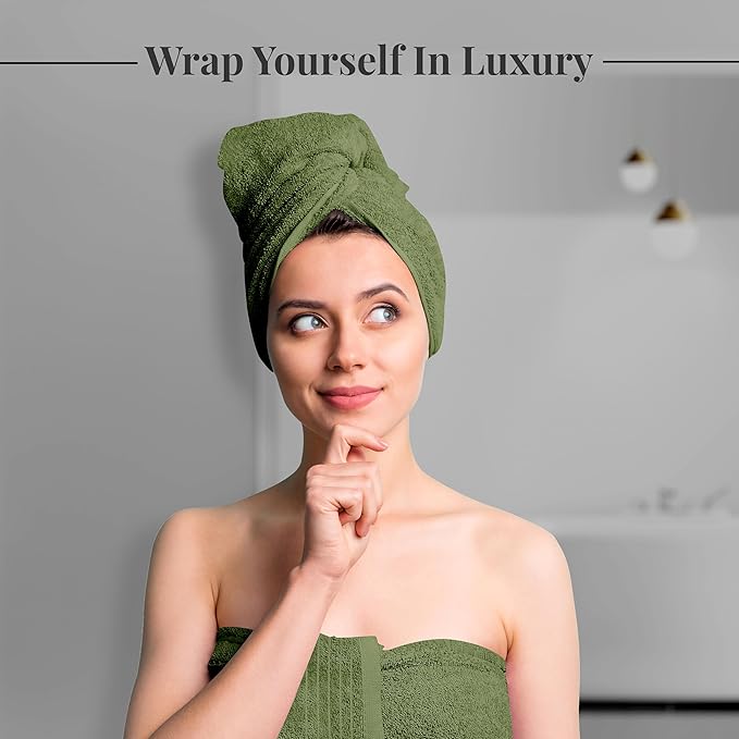 Tens Towels Pack of 4 Extra Large Bath Towels 30 x 60 Inches, 100% Cotton, Larger & Lighter Weight, Quicker to Dry, Super Soft and Absorbent, Perfect for Bathroom, Green