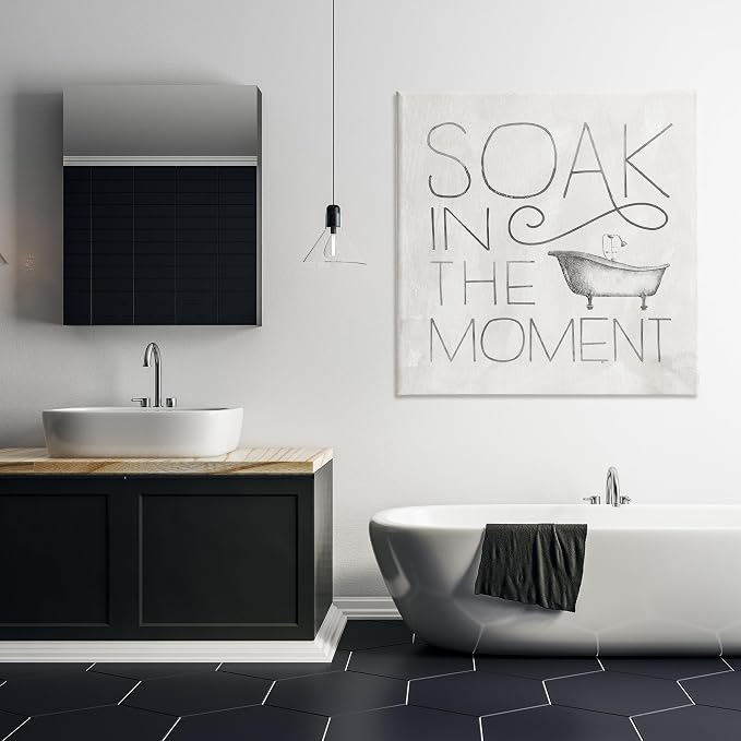 Stupell Industries 'Vintage Bathroom Soak Phrase', Canvas Art, 36 x 36 Inches, Easy to Hang and Sturdy, Made in USA, by Nina Pierce