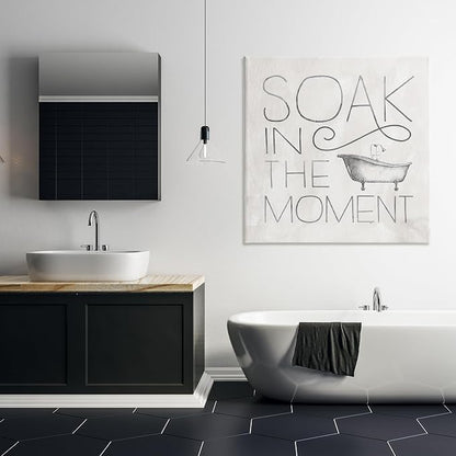 Stupell Industries 'Vintage Bathroom Soak Phrase', Canvas Art, 36 x 36 Inches, Easy to Hang and Sturdy, Made in USA, by Nina Pierce