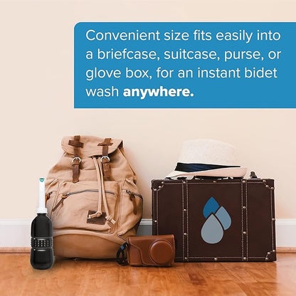 Brondell GoSpa Travel Bidet GS-70 – Portable Peri Bottle for Postpartum & Perineal Care, 400ml Handheld Bidet with Angled Nozzle, Collapsible Design, Nozzle Storage & Travel Bag, Midnight