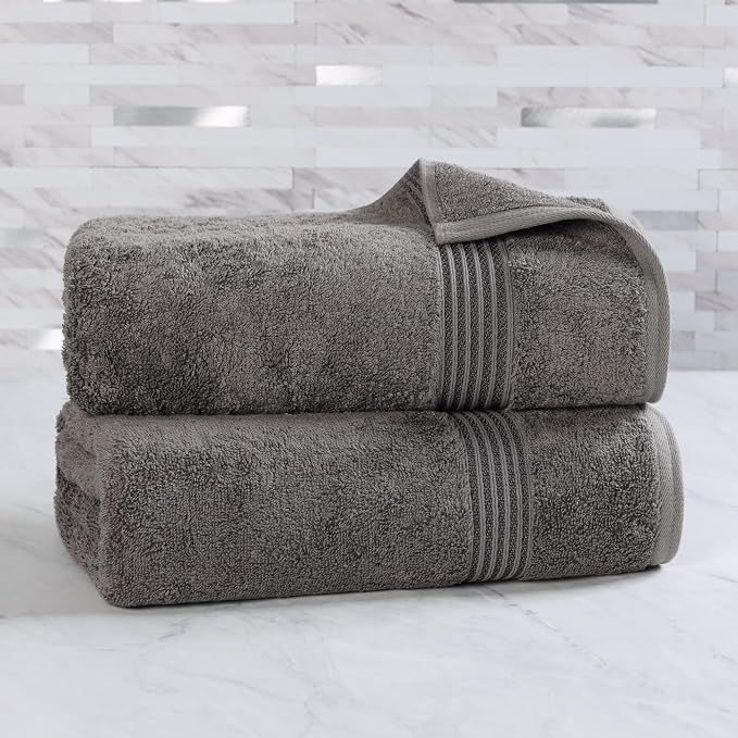 SUPERIOR Egyptian Cotton Bath Sheet Set, Oversized Towels for Home Bathroom, Master, Guest Bath, Decor Essentials, Quick Dry, Absorbent, Large Body Towel, Spa, Hotel, Resort, Set of 2, Charcoal