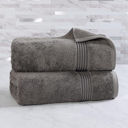 SUPERIOR Egyptian Cotton Bath Sheet Set, Oversized Towels for Home Bathroom, Master, Guest Bath, Decor Essentials, Quick Dry, Absorbent, Large Body Towel, Spa, Hotel, Resort, Set of 2, Charcoal