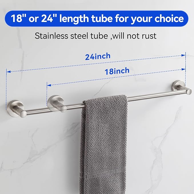 BGL Bathroom Accessories Set 4-Pieces Shiny Brushed Nickel Zinc Alloy Wall Mounted Towel Racks for Bathroom